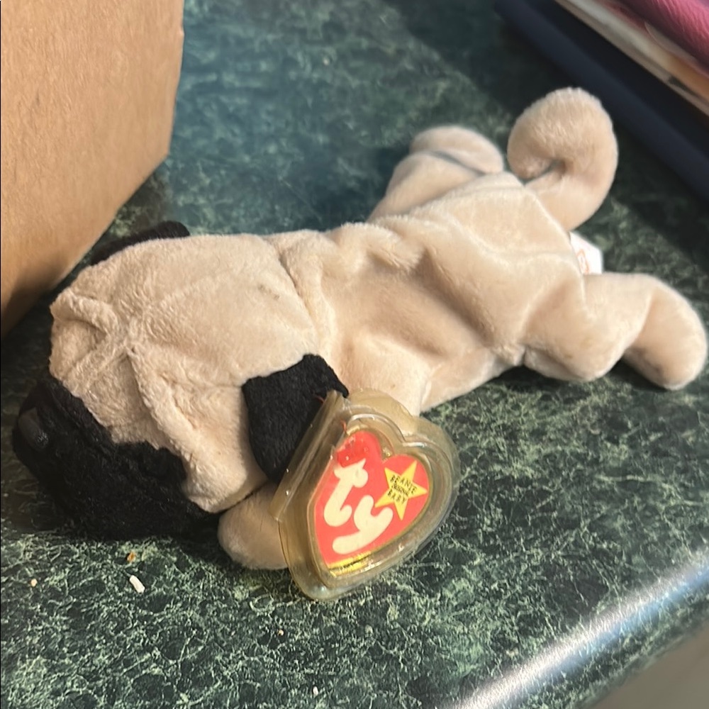 Ty Plush Pug with Tan and Black Fur